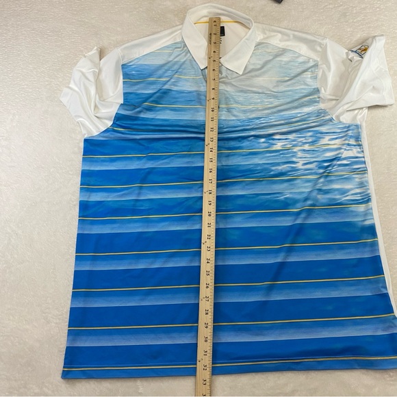 NWT Gleneagles Greg Norman Play Dry Golf Polo Shirt Mens XXL 2XL White Stripe - Picture 13 of 14